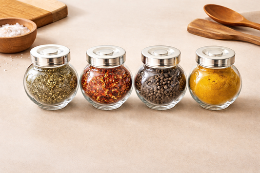 Clear Round Spice Jar Set