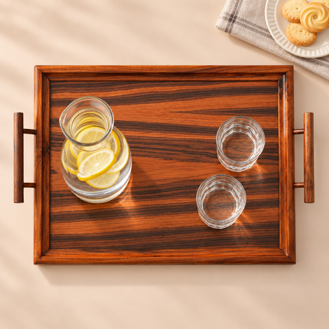 Classic rosewood bar tray — styled studio view