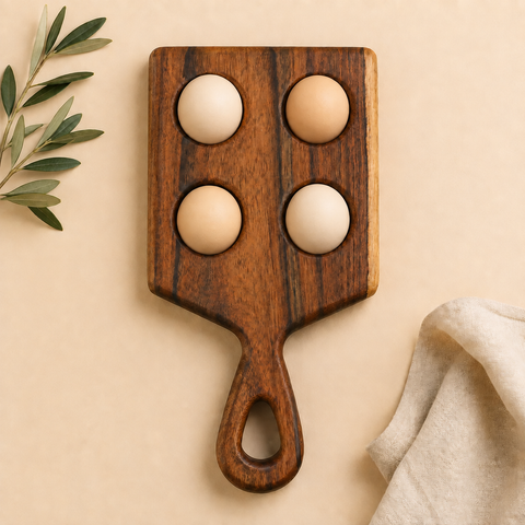 The Egg Board holding four eggs – top view