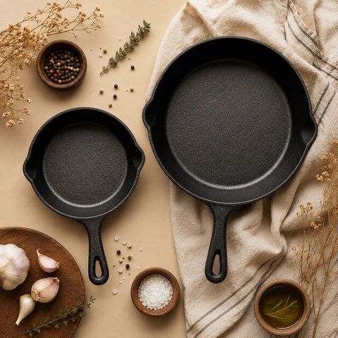 Classic Cast Iron Skillet Duo – 15 & 25 cm