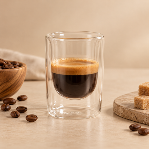 Espresso Cloud Cup 75 ml double-wall Pyrex espresso cup with espresso